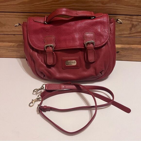 Chloe Grapefruit Red Leather Satchel Top Handle Brushed Gold Shoulder Bag Tote - Picture 11 of 12